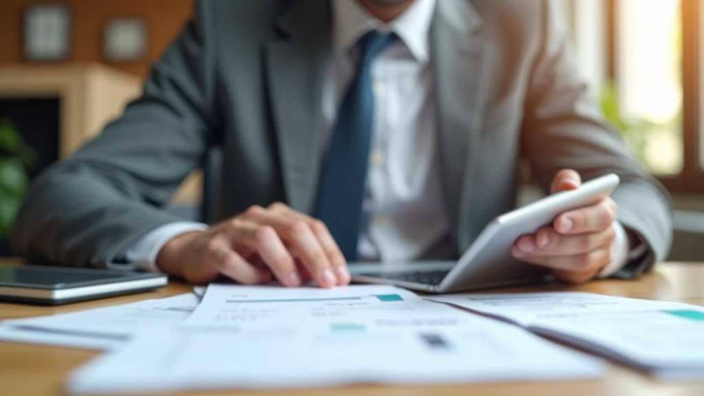 Análisis financiero profesional con documentos y tecnología