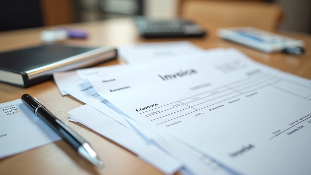 Recibos y facturas de gastos profesionales organizados en carpeta